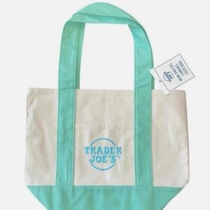 Trader Joe's Cream and Mint Mini Tote Bag